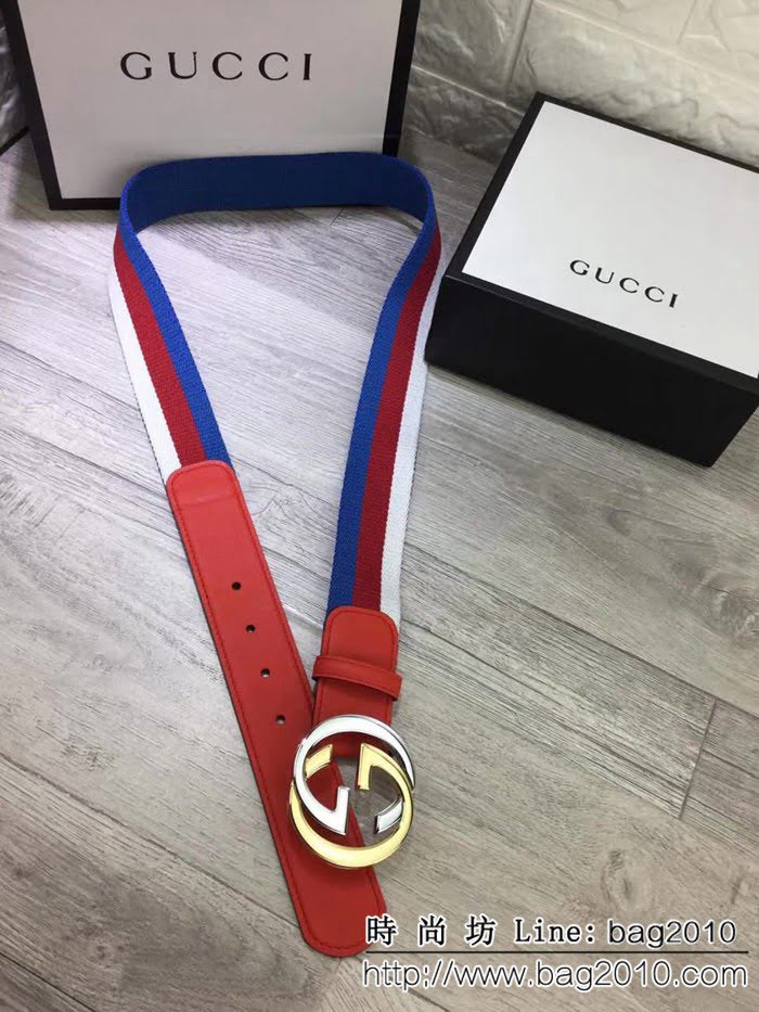古馳CUCCI 古弛 原單織帶頭層牛皮接尾 原單雙色扣原單皮料定制男士皮帶 GHG1409
